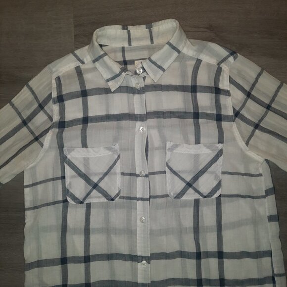 American Eagle Vintage Boyfriend Fit Plaid Button Up Long Sleeve - Picture 3 of 6